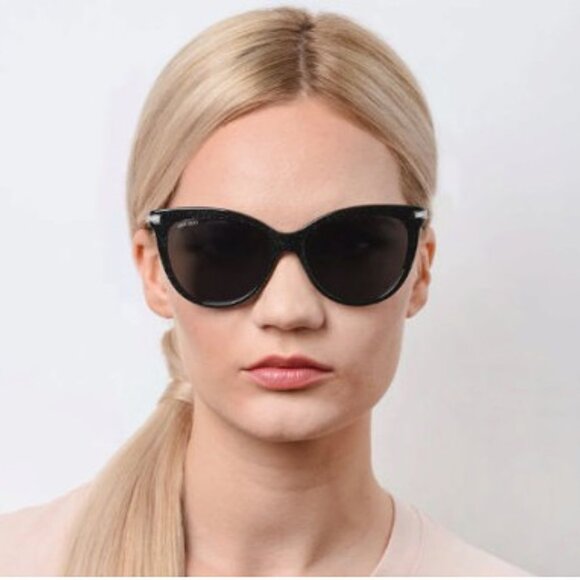 Jimmy Choo AXELLE/G/S 0807 9O Cat Eye Sunglasses - Black/Gold/Grey - Picture 2 of 10